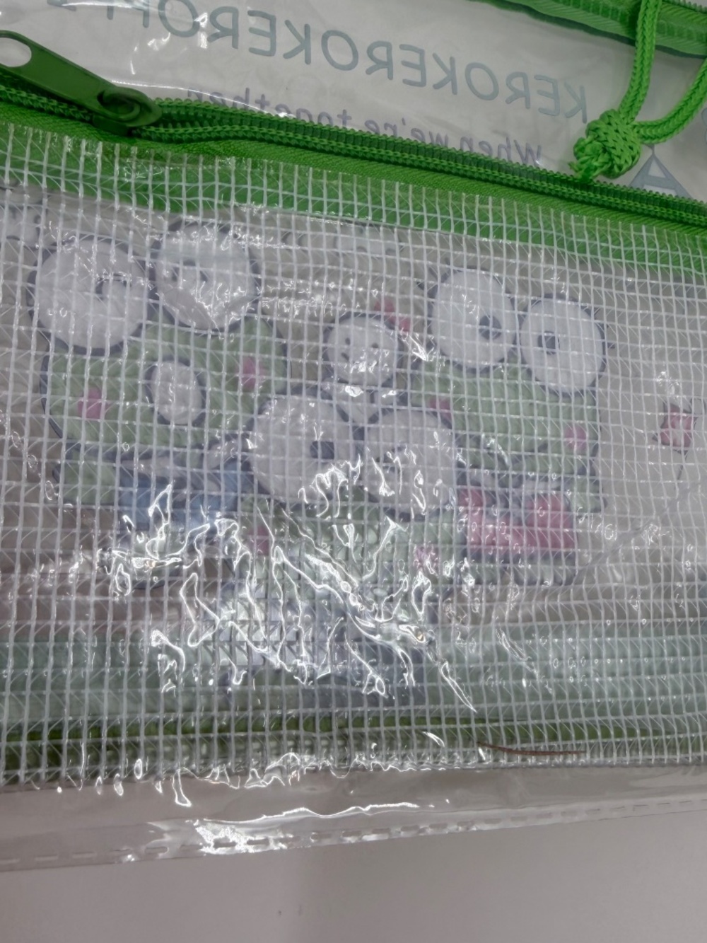 KeroKeroppi PVC Mesh Pouch NEW Bag Zipper Medium Green Clear - Picture 6 of 9